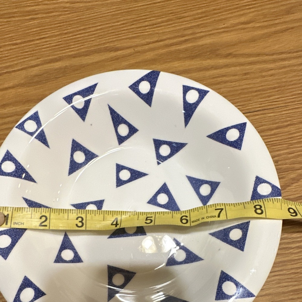 Pier 1 Imports Ceramic soup/cereal bowl8 in Round Blue/White Geometric Pattern - Picture 3 of 3